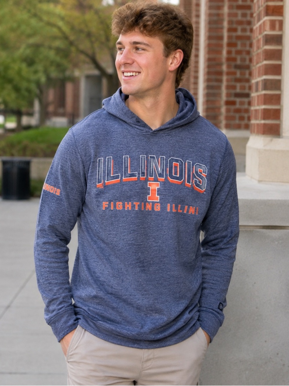 🧡 NEW with Tags Men’s Illinois Fighting Illini Thermal Hoodie – Size Large